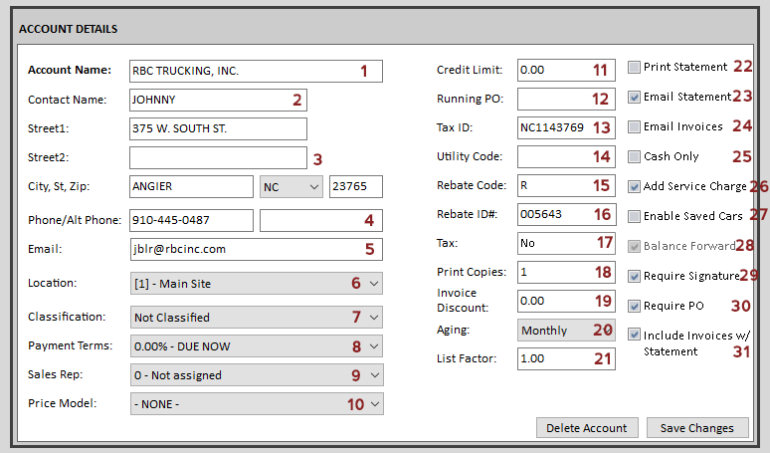 Accounts:  Explanation of A/R Fields